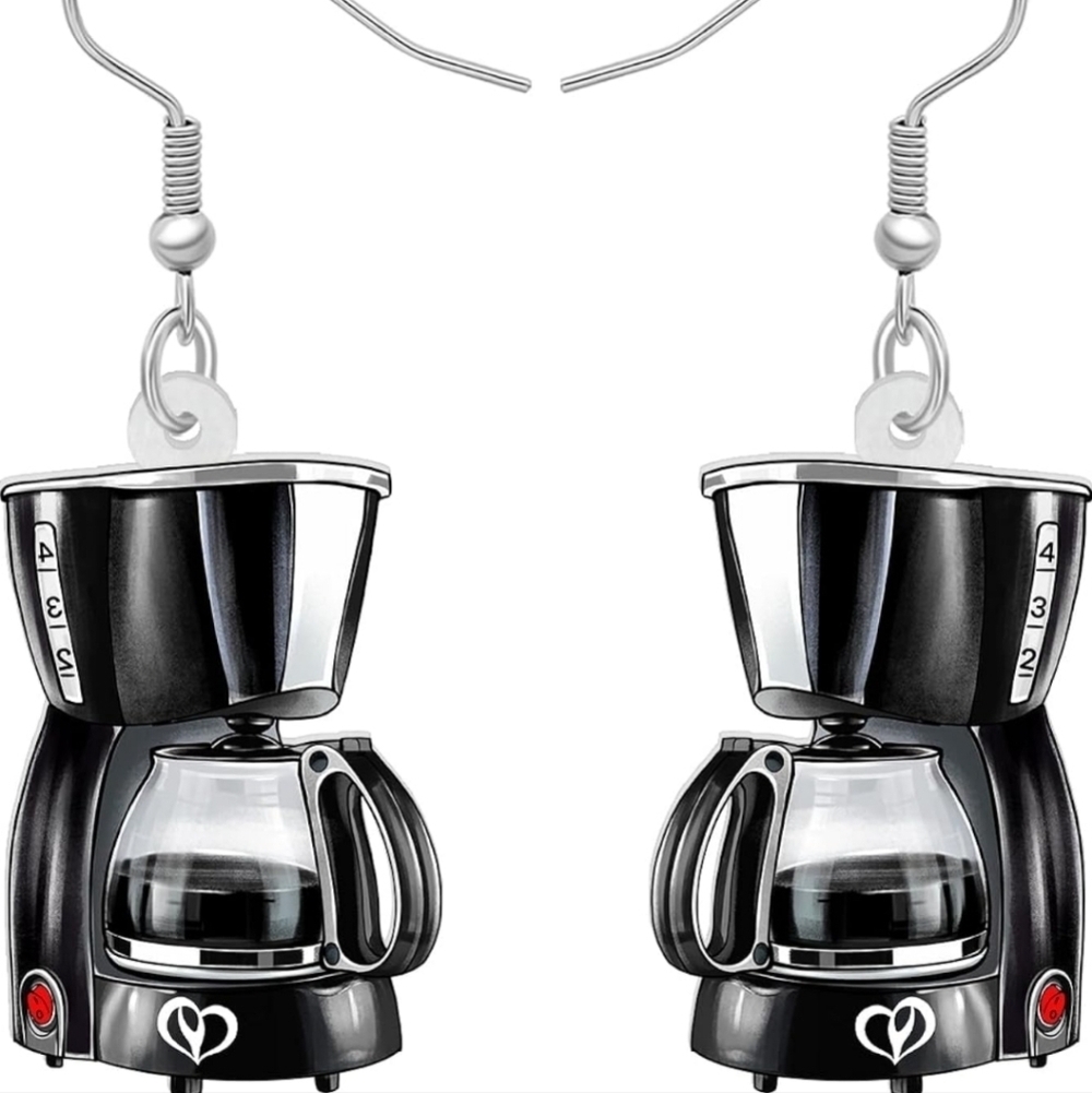Black Coffee Maker Earrings